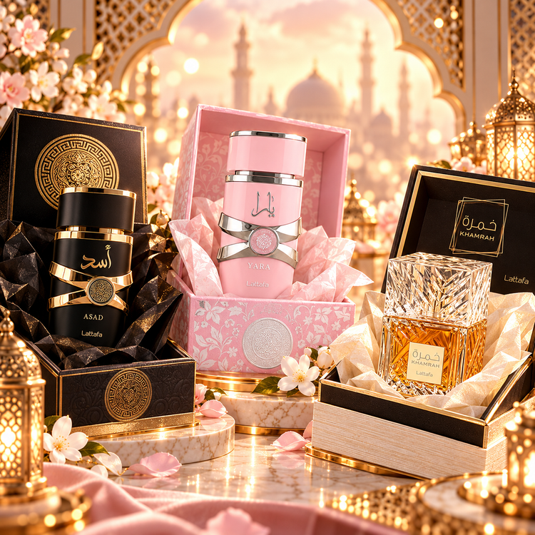 Novidades de perfumes árabes em apresentação premium com caixas e frascos luxuosos