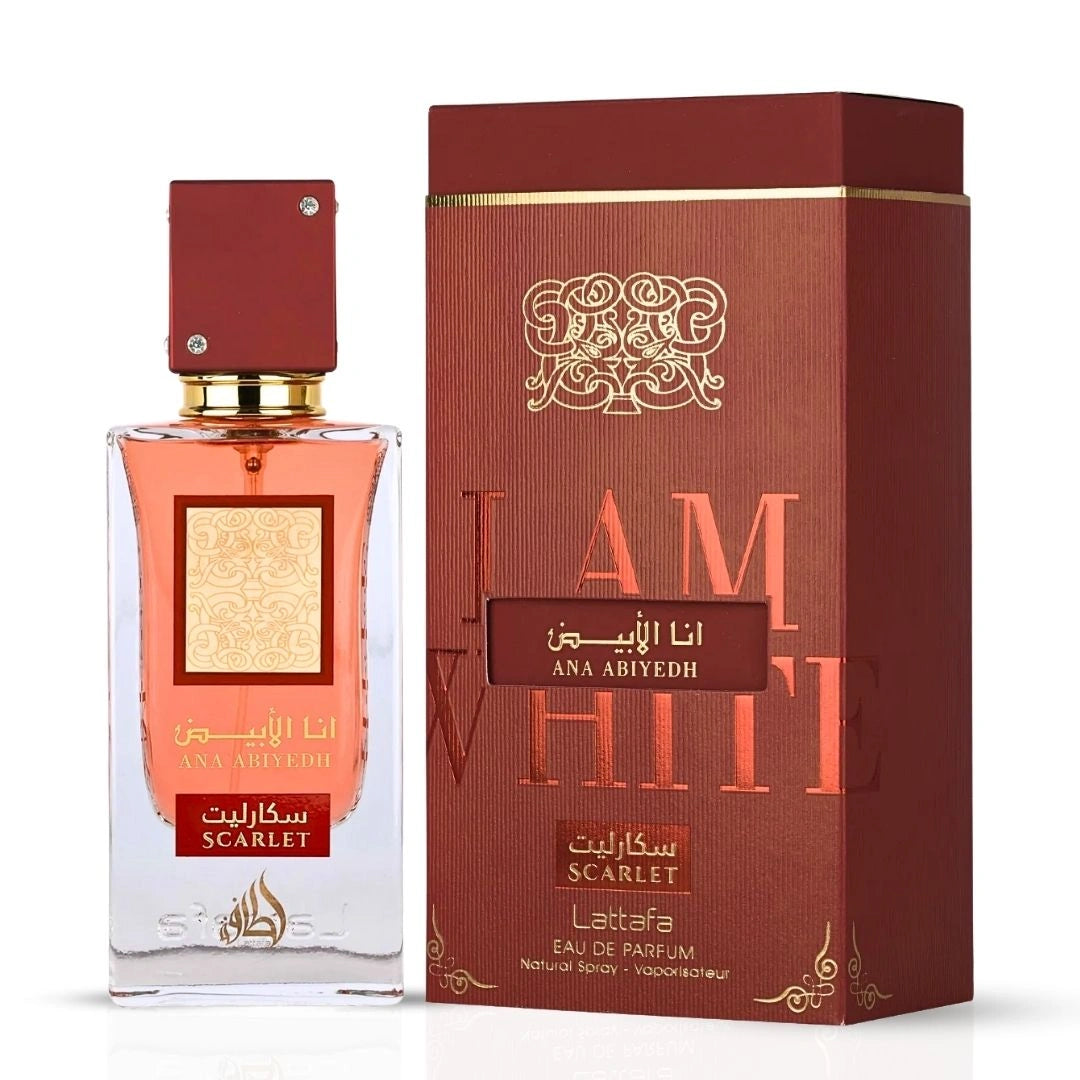 Lattafa Ana Abiyedh Scarlet EDP 100 ml – floral frutado baunilhado unissexo
